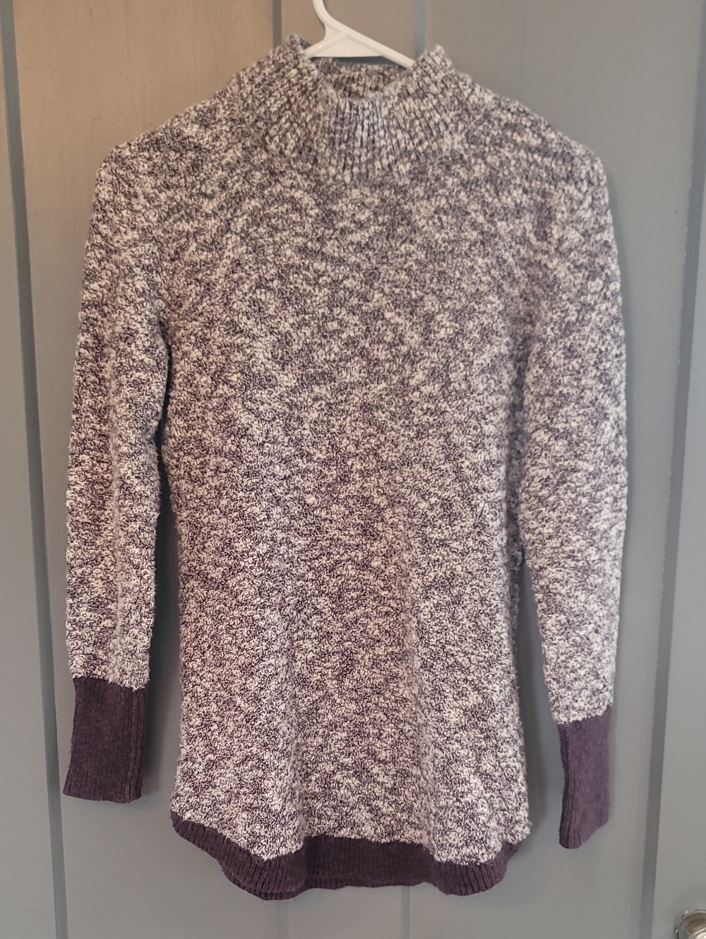 Signature LL Bean Marled Purple and White Turtleneck Sweater